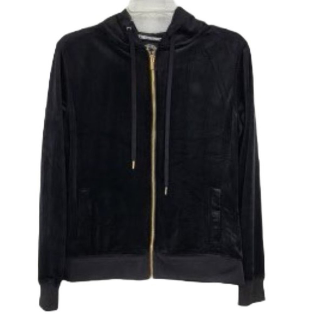 White Mark Black Fleece Full Zip‎ Hooded Sweater Jacket Womens Size Medium